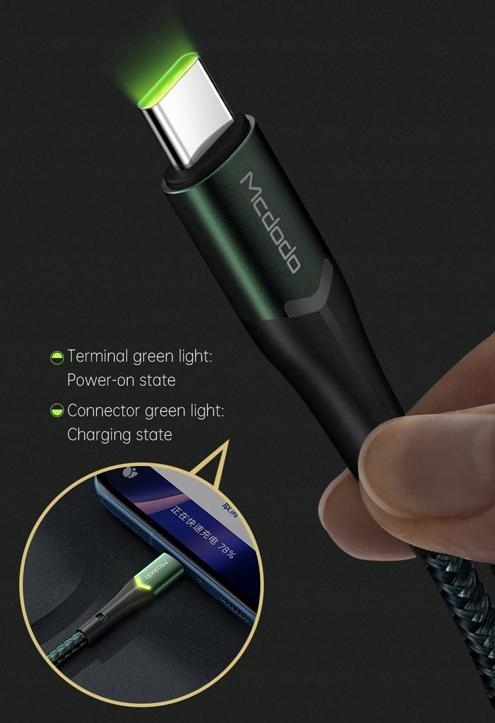 Mcdodo Phone Cable, Usb-C, High-Speed, Usb-C,Led,Qc 4.0, 1M , Ca-7960