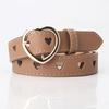 Women Heart-shaped Buckle Belt Heart Hollow Design Waistband Leather Adjustable Length Belt Fashion Accessories