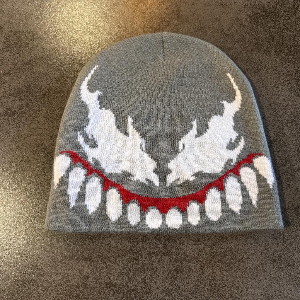 Venom Style Knit Hat Unisex Acrylic Fabric For Streetwear And Cold Weather