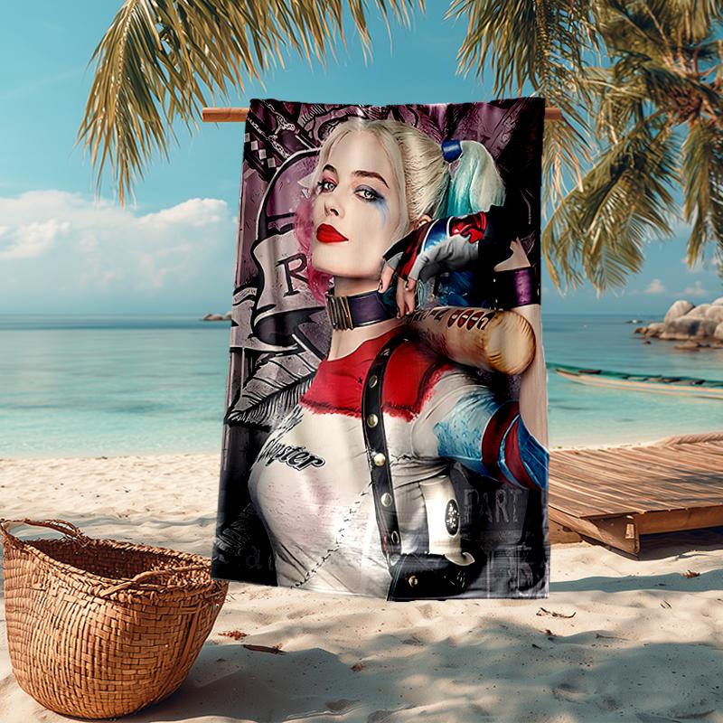 Ultra-Soft Beach Towel with Harley Quinn Theme,Ideal for Pool - Camping, Diving - Perfect Travel Essential, Vibrant Beach Towel.