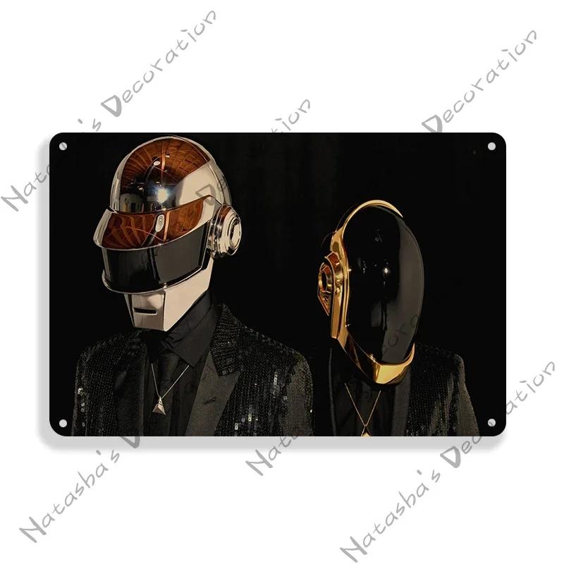 Винтажный постер Daft Punk Рок-музыка Металлическая табличка Ретро постер Металлическая пластина Паб Бар Клуб Спальня Декоративная тарелка Музыкальный настенный декор