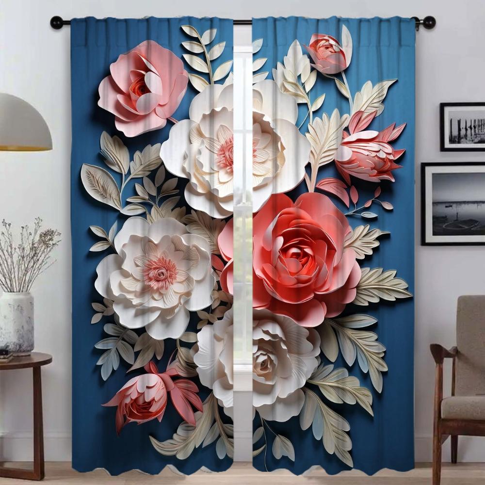 Шторы для гостиной Шторы для комнаты 2 панели 3D Цветочные украшения на Хэллоуин Шторы Жалюзи Домашний интерьер Шторы Перегородка
