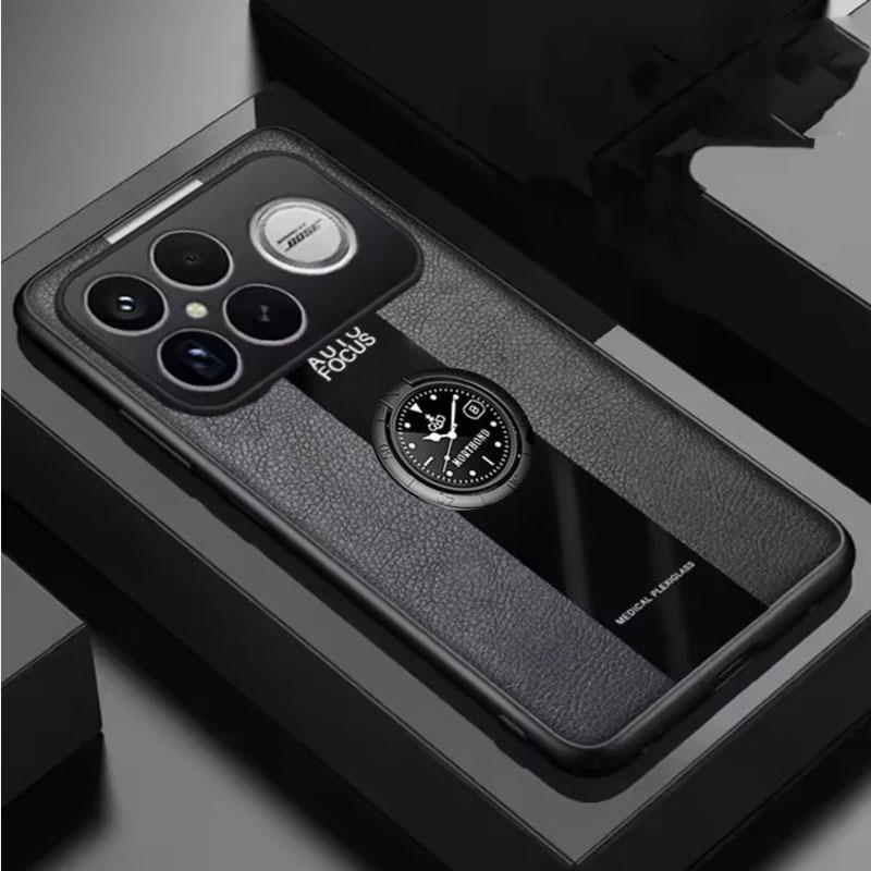 Чехол для POCO F8 Pro F8Ultra из ПУ кожи с магнитным держателем, противоударная крышка для Redmi K90 K90Pro Max, матовый силиконовый бампер