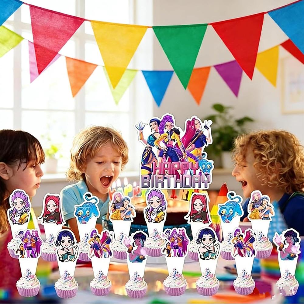 25Pcs Hunters Demon Cake Toppers For Birthday Decorating Or Children'S Fans