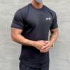 Men Sports T-shirt O Neck Short Sleeve Slim Fit Solid Color Elastic Quick-drying Soft