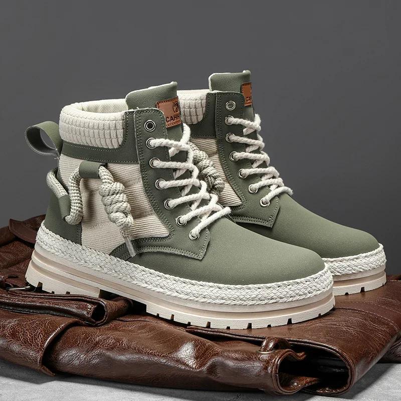 Новые мужские повседневные туфли зимние дизайнерские роскошные ковбойские военные ботинки челси на платформе кожаные тактические рабочие защитные кроссовки до щиколотки