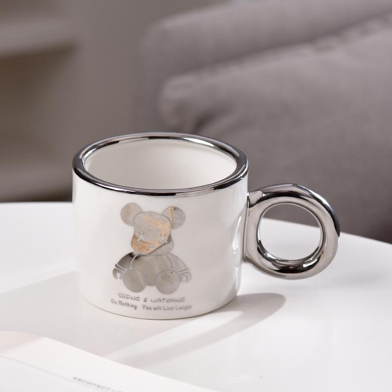 Легкая роскошная гальванизированная кружка керамическая чашка Instagram High Beauty Violent Bear чашка для воды креативная большая емкость HOUSE кофейная чашка