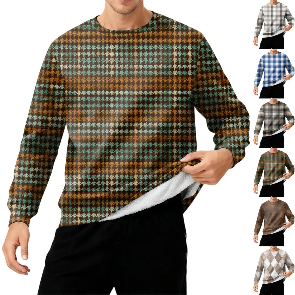 Мужская толстая теплая толстовка с флисовой подкладкой и круглым вырезом