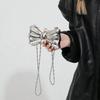 Маленькая акриловая серебристая блестящая сумка-клатч с бантом, универсальная сумка через плечо для косметики, украшений и наушников на цепочке