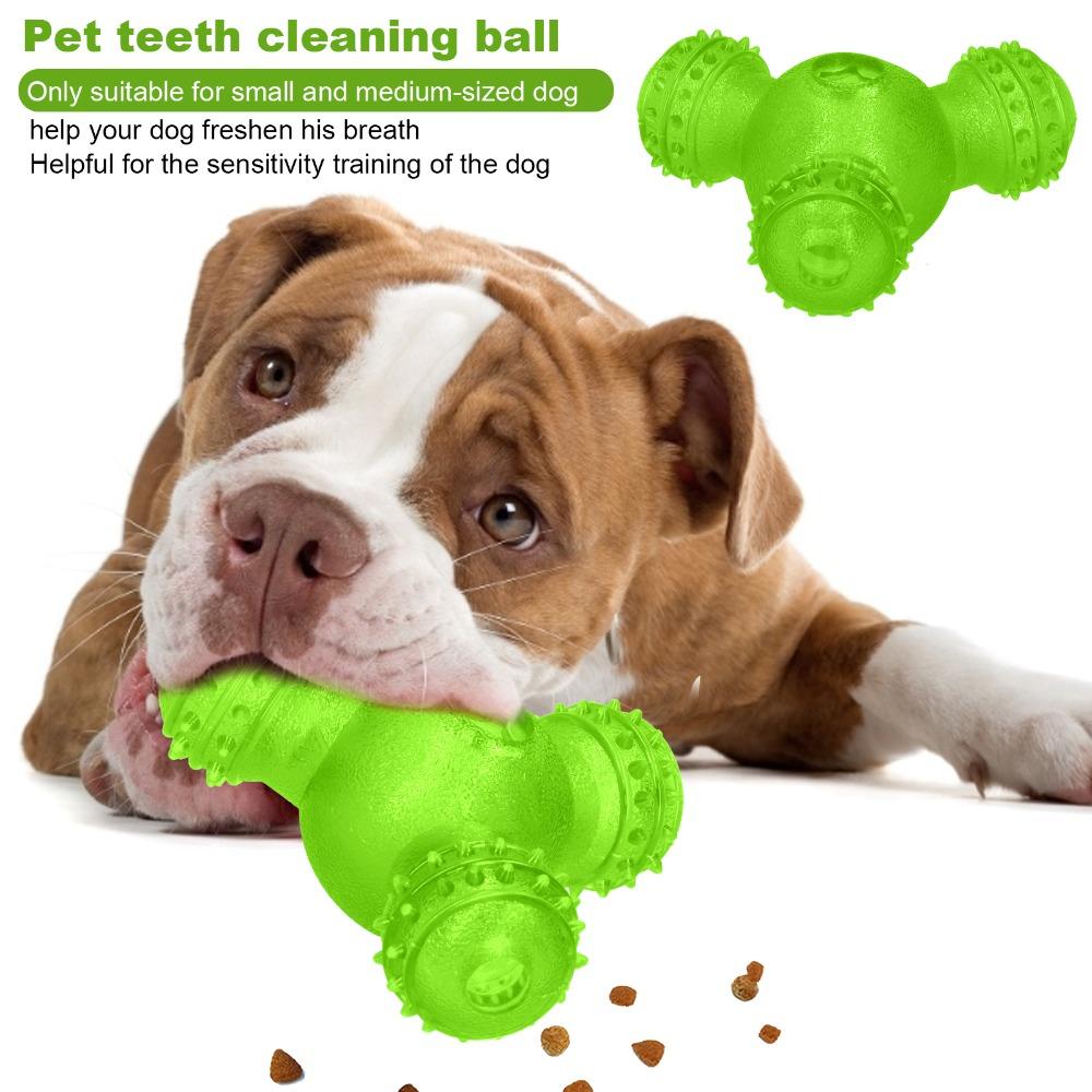 Assorted Colors Dog Food Toy 3-Hole Round Dog Puzzle Toy Teeth Care Chew Toy Daily Feeding