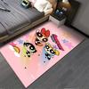 Colorful Cartoon Rug with Powerpuff Girls Design and Pink Background Suitable for use as an anti-slip for living room bedroom sofas