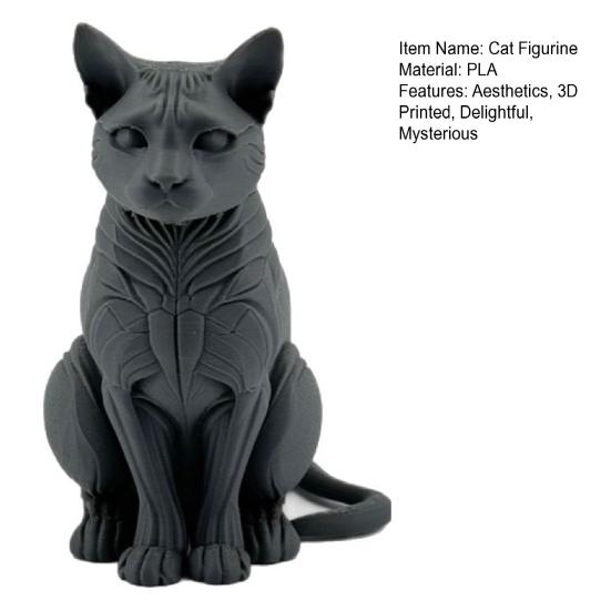 3D-печатная фигурка кошки Загадочная статуэтка черного кота Коллекционная скульптура животного для декора дома, офиса, стола Подарки для любителей кошек