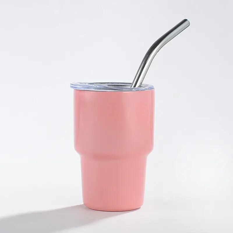 2oz Double Wall Stainless Steel Mini Tumbler SGlass Thermos Bottle With A Lid and Straw Home Bar Double-Layer Insulation