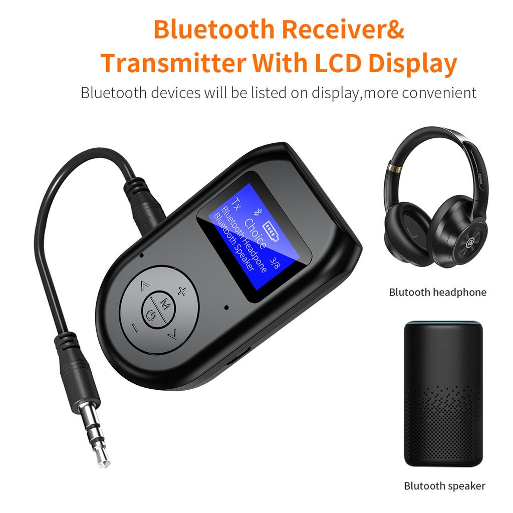 Bluetooth 5.0 Передатчик Приемник 3,5 мм AUX 3 в 1 Беспроводной Bluetooth Адаптер С Экраном Дисплея Низкая Задержка Аудио Адаптер ЖК-дисплей