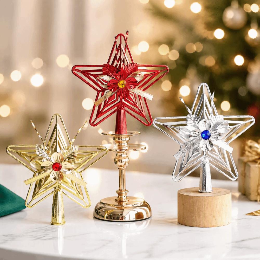 Electroplated Star Topper Plastic Tree Star Hanging Ornament Christmas Tree Top Decor Xmas Decor