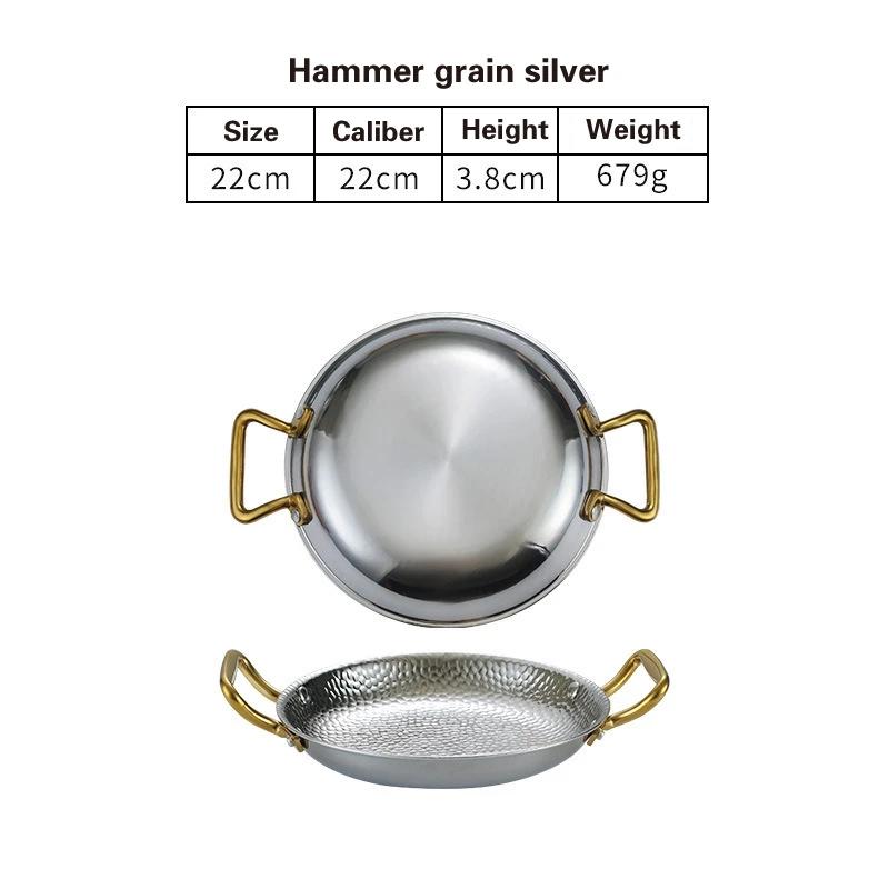 Кастрюля для испанского риса с морепродуктами из нержавеющей стали 304 Коммерческая тарелка для раков Кастрюля с плоским дном для тушеного риса Сковорода с двумя ручками для жарки хот-пот