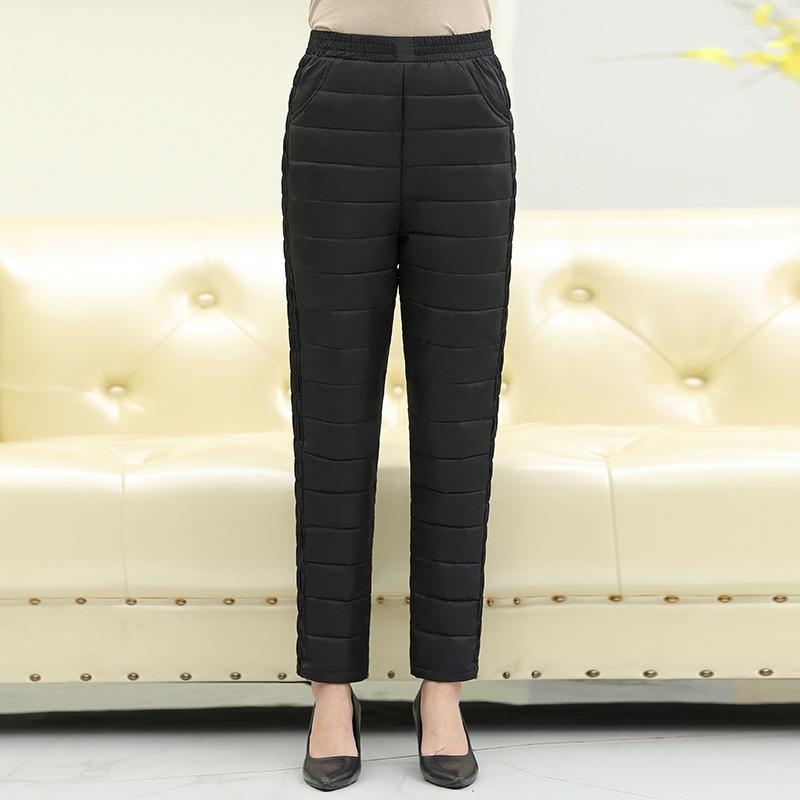Теплые зимние утепленные брюки для мам среднего и старшего возраста L ~ 5XL, пуховые брюки, женские теплые брюки большого размера с высокой талией