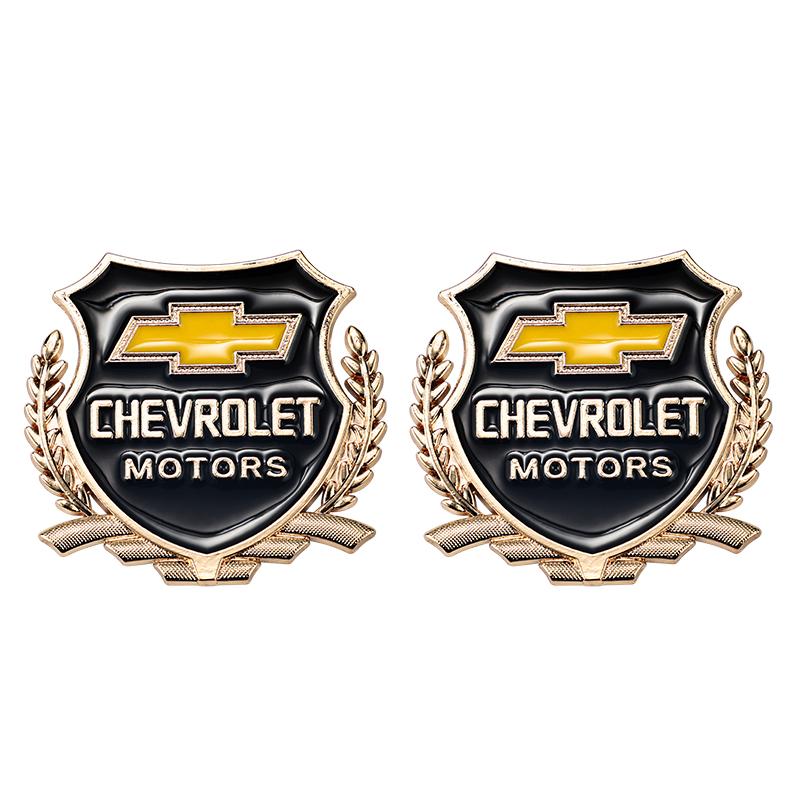 AABHM1 2Pcs Car Logo Metal Sticker Window Trunk Emblem Accessories For Chevrolet Corvette Montana TrailBlazer Silverado Traverse Camaro