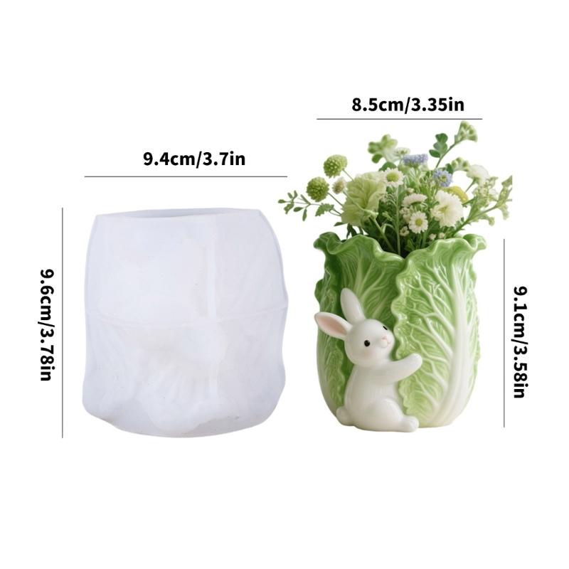 Прочная силиконовая форма в виде кроликов и капусты для смоляных шкатулок для украшений, маленьких кашпо и декоративных аксессуаров