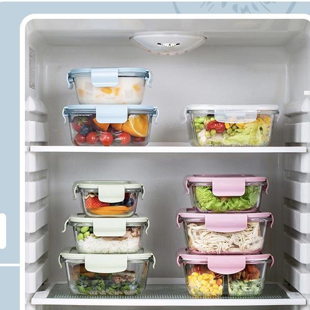 Набор стеклянных ланч-боксов, контейнеры для хранения продуктов с герметичной крышкой, стеклянный ланч-бокс для обеда дома, кухни, офиса