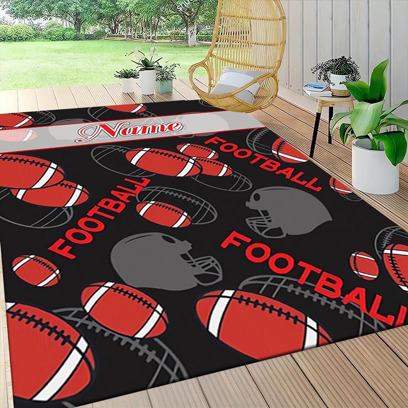 Custom Name Football Fanatic Journal Carpet Rug Customizable Soft Washable Anti-Slip Home Living Room Sofa Mats Personalized Rug. 090924
