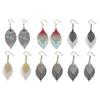 6 Pairs Metal Leaf Dangle Earrings Colorful Pendant Drop Hook Statement Earrings Set for Women Teen Girls 25-26s