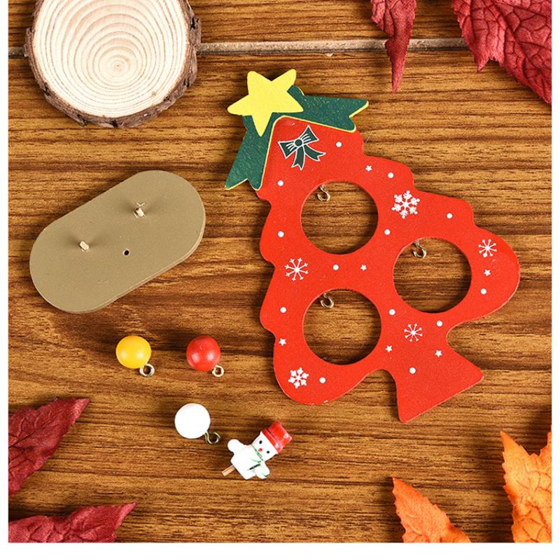 Wooden Mini Christmas Tree Decoration for Children DIY Intelligence Toy, Desktop Stand, Christmas Gift