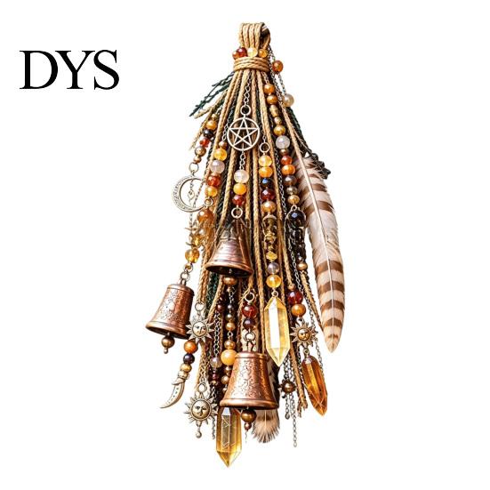 Bohemian Witchcraft Hanging Ornaments Witch Door Bell Decoration, Boho Sun Catchers, Retro Wind Chime, Pentagram Star Moon Decorative Tassel Pendants