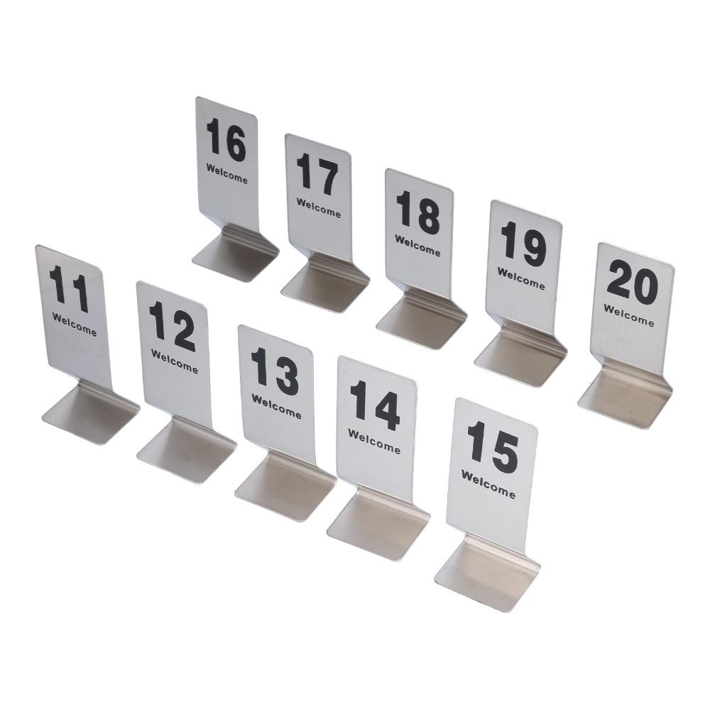 10pcs Stainless Steel Stainless Steel Table Numbers Double Sided Table Number Signs Catering