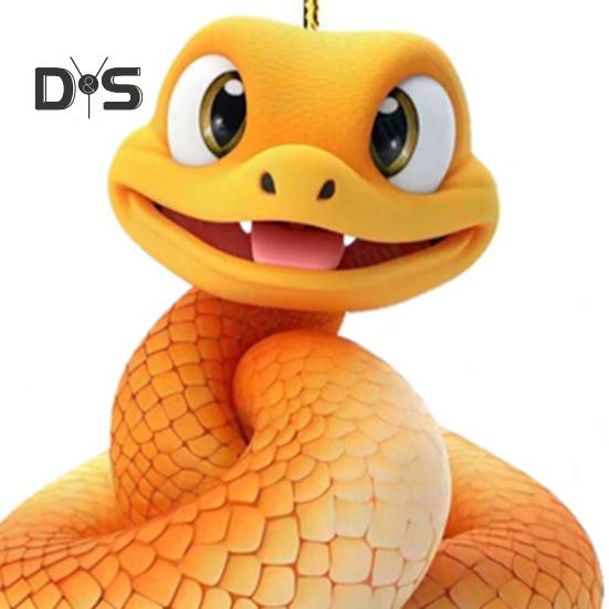 Подвеска в виде мультяшной змеи, 2D акриловый брелок, подвеска в виде оранжевой змеи, новогоднее подвесное украшение для автомобиля, рюкзака, рождественской елки