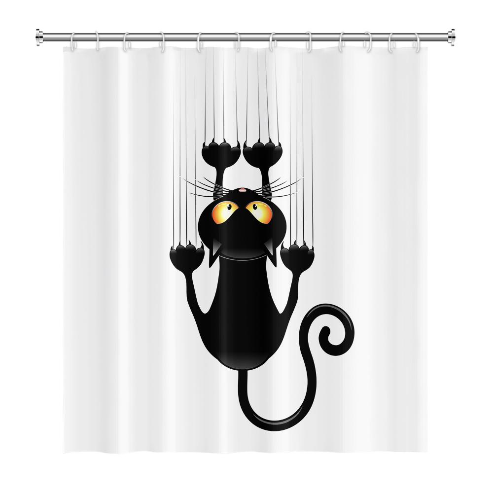 Забавная шторка для душа с котами, мультяшные милые коты, собака, детская шторка для душа для ванной, водонепроницаемый полиэстер, домашний декор, шторки для душа