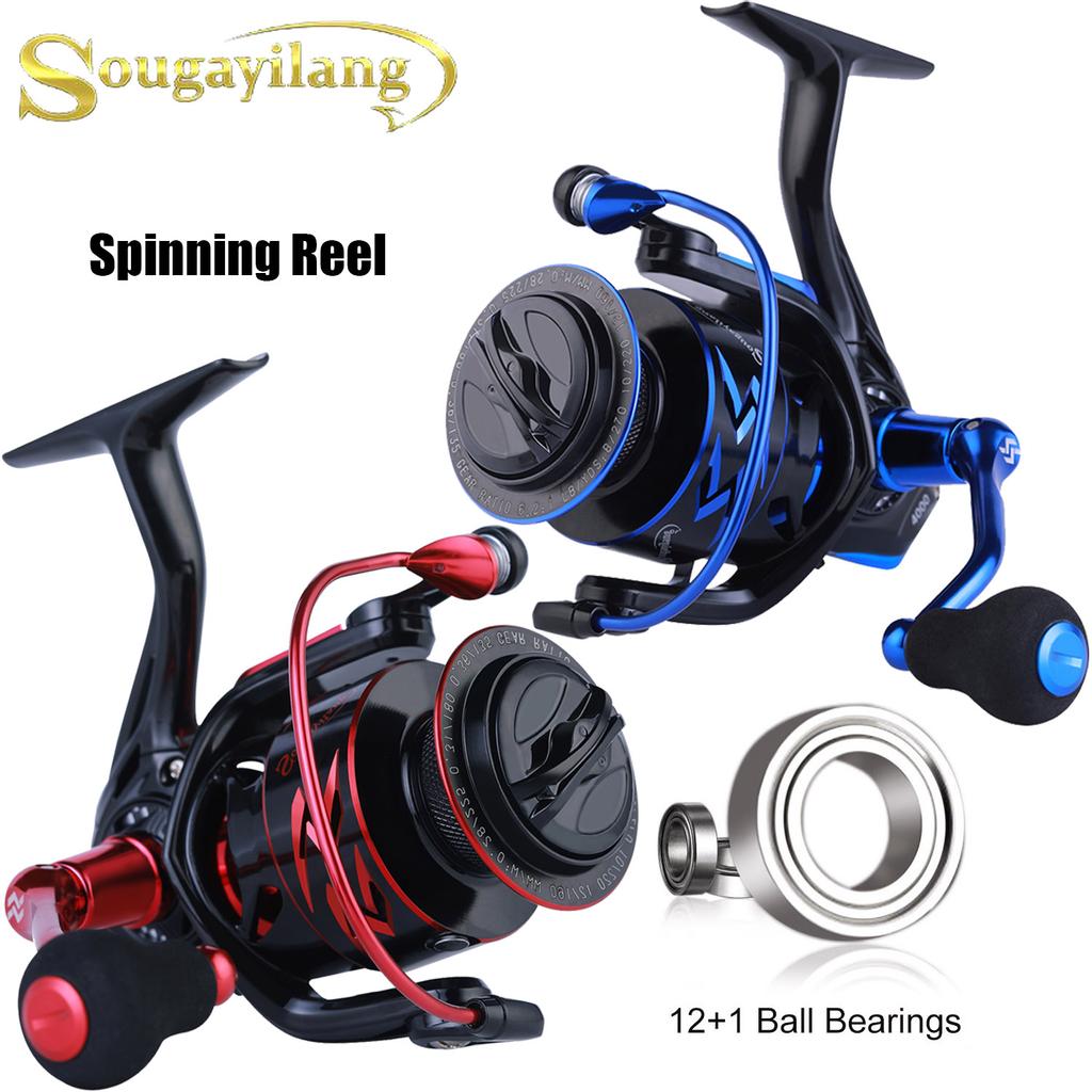 SOUGAYILANG 12 + 1BB Spinning Fishing Reels 5.2: 1 / 6.2: 1 High Speed Gear Ratio Smooth Powerful Freshwater / Saltwater Fishing Reel