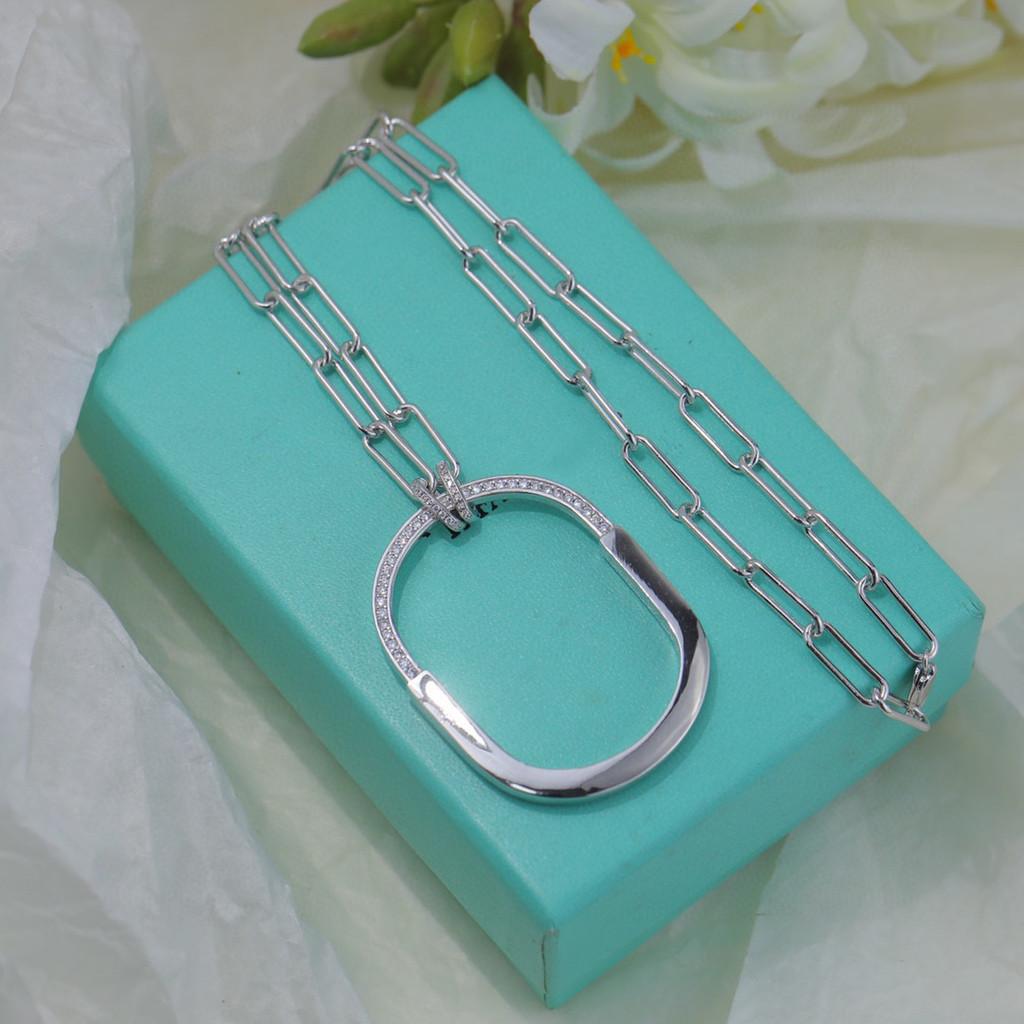 Позолоченный материал с 18-каратным гальваническим покрытием большое полубриллиантовое ожерелье серия коллаборации LOCK ROSE Сверкающий свет инкрустированных бриллиантов сияет ярко