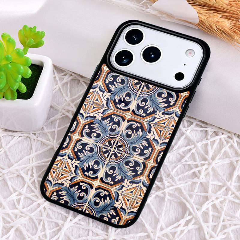 Арт Чехол для телефона с декоративной марокканской плиткой для iPhone 17 Air 16 15 11 12 14 13 Pro Max Ударопрочный чехол