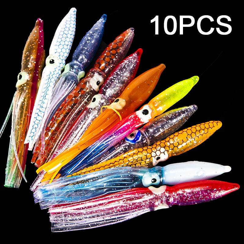 10 Pcs 8Cm Soft Lure Squid Artificial Bait Lures Octopus Tuna Sailfish Baits