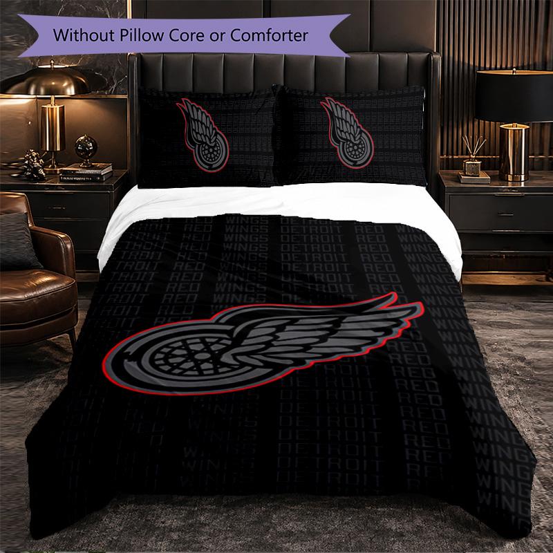 Detroit Red Wings Pattern Microfiber 3Pcs Bedding Set Decor Duvet Cover Set For Bedroom Home Use