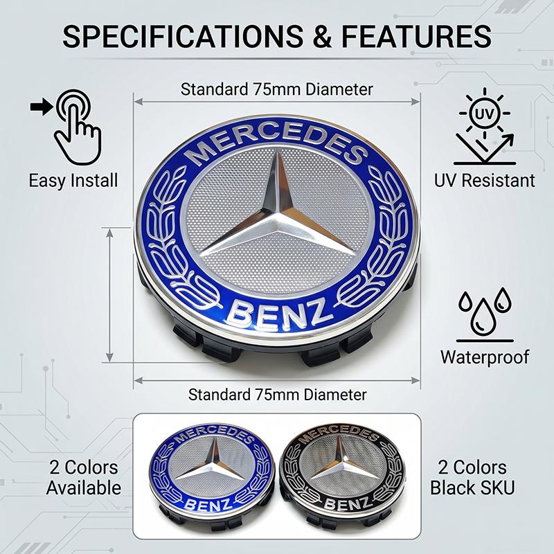 LRQ2   Car Wheel Center Cap Emblem Hub Covers Badge Auto Accessories For Mercedes-Benz W213 W212 W220 W221 W222 W108 W126 W140 W168 W16
