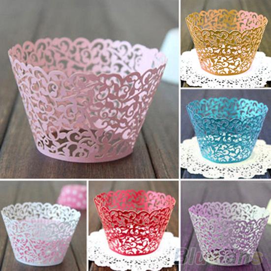 Фантастические 12X Свадьба, День рождения, детский душ, филигранная лоза, декор, обертки, чехлы для кексов