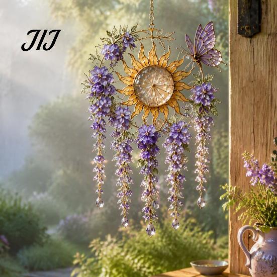 Waterproof Wind Chimes for Patio Acrylic Flower & Sun/Moon Chimes, Window Hanging Suncatcher Housewarming Gifts New Home Living Room Balcony,