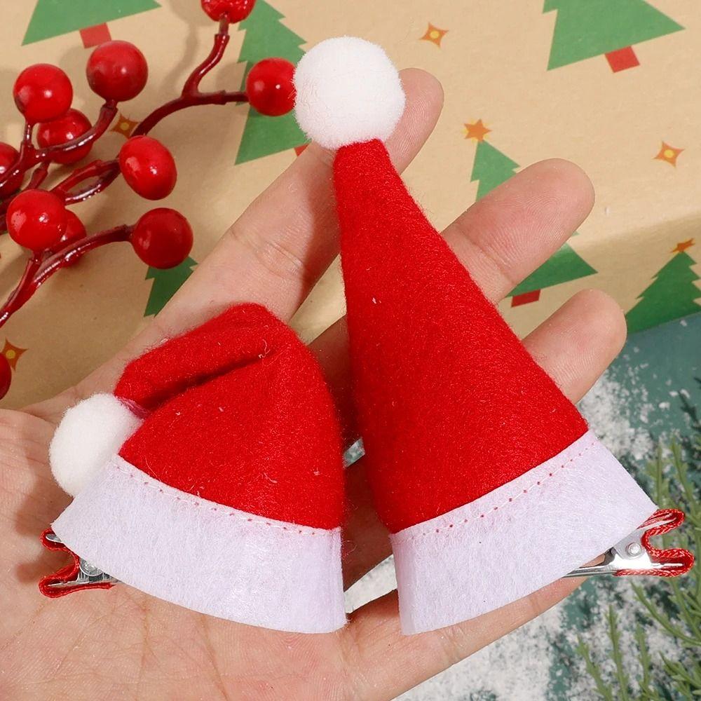 10Pcs Santa Christmas Hat Clips Mini Hair Grips Barrettes New Christmas Hair Clips Christmas