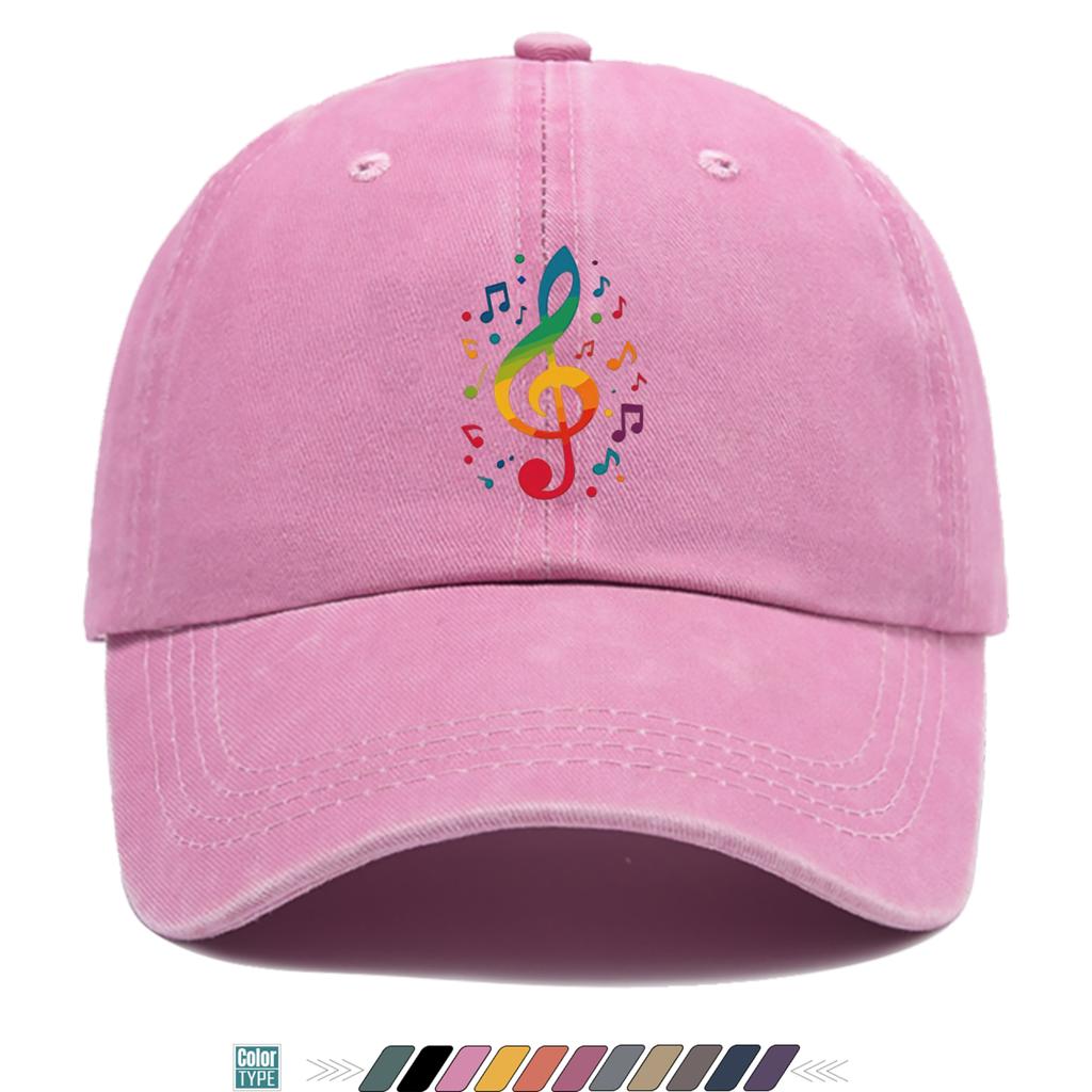 pc Rainbow Treble Clef Print Baseball Cap Trucker Hat Comfortable and Breathable Stylish and Beautiful Cartoon Game Black C