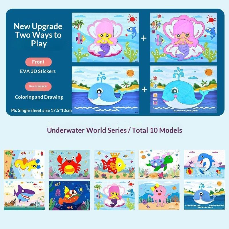 3D EVA Foam Sticker Puzzle Set 10Pcs DIY Cartoon Animal Craft Educational Toys for Toddlers Home School Art Games