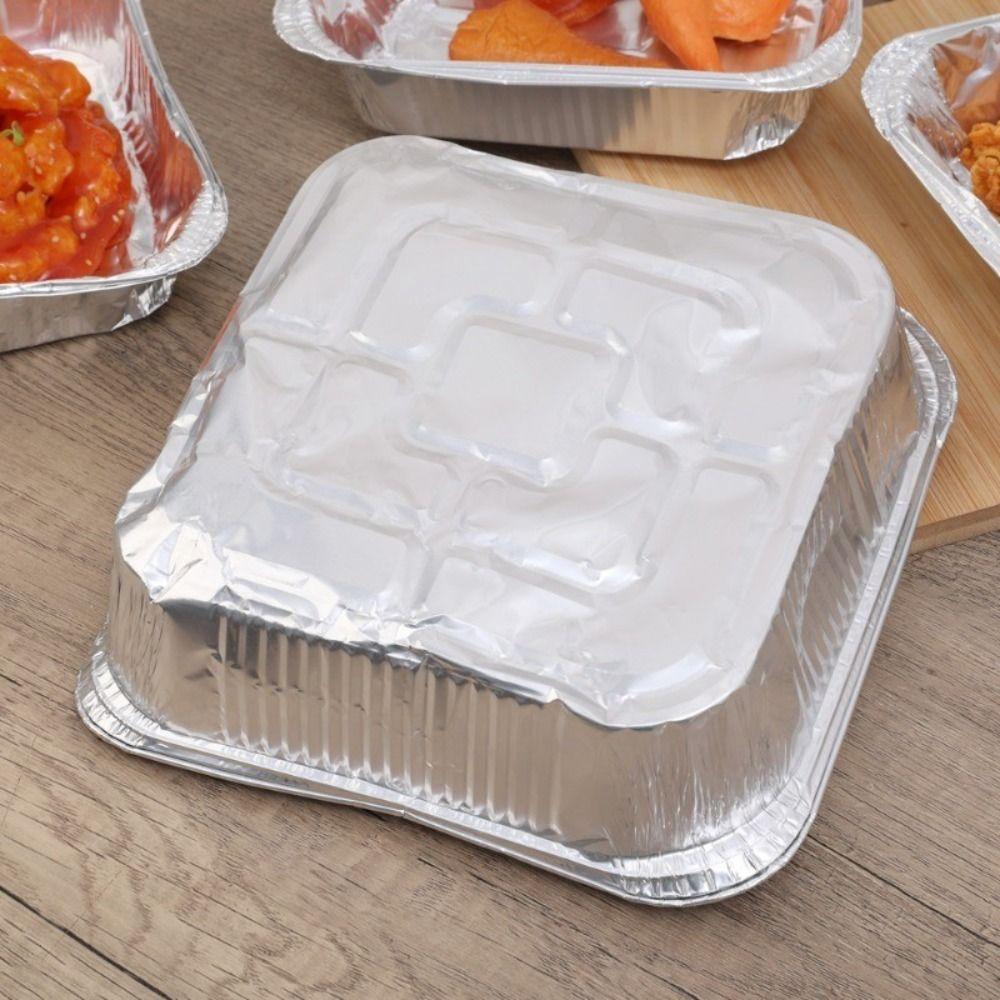 10Pcs Reusable Food Tin Foil Tray 6/7/8 Inch Air Fryer Tray Durable Aluminum Foil Box