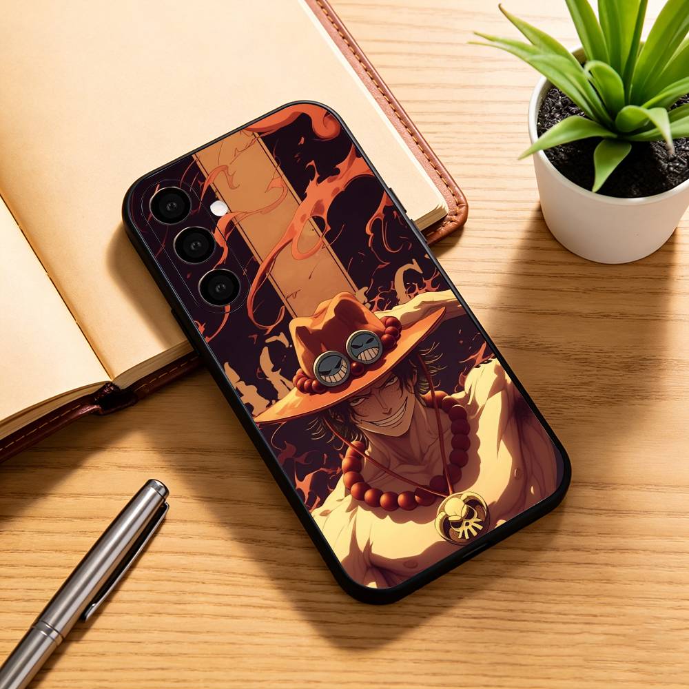Portgas D. Ace Fire Fist One Piece Phone Case Black Silicone Soft For Samsung Galaxy A73,A72,A71,A70,A53,A52,A51