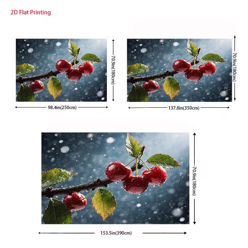 2D Food Photography Backdrop 2D Wet Red Cherries Macro Photo Background for Themed Shoot