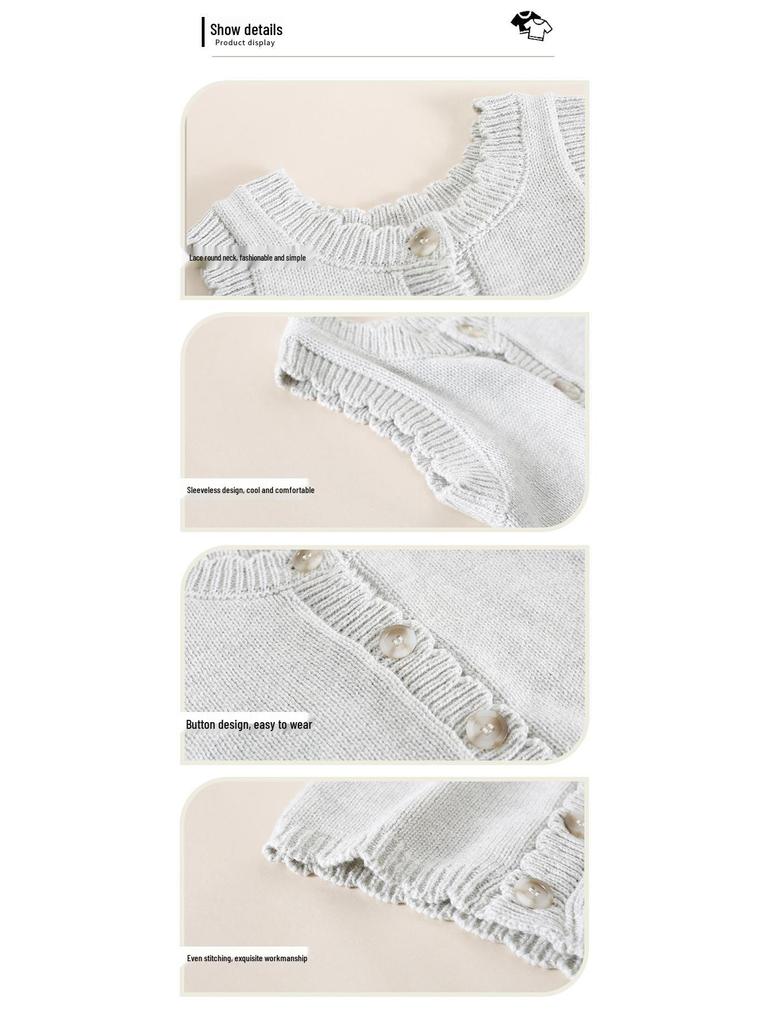 Детский кардиган без рукавов в корейском стиле на осень 2025 года: Уютный, приятный к коже вязаный жилет для девочек