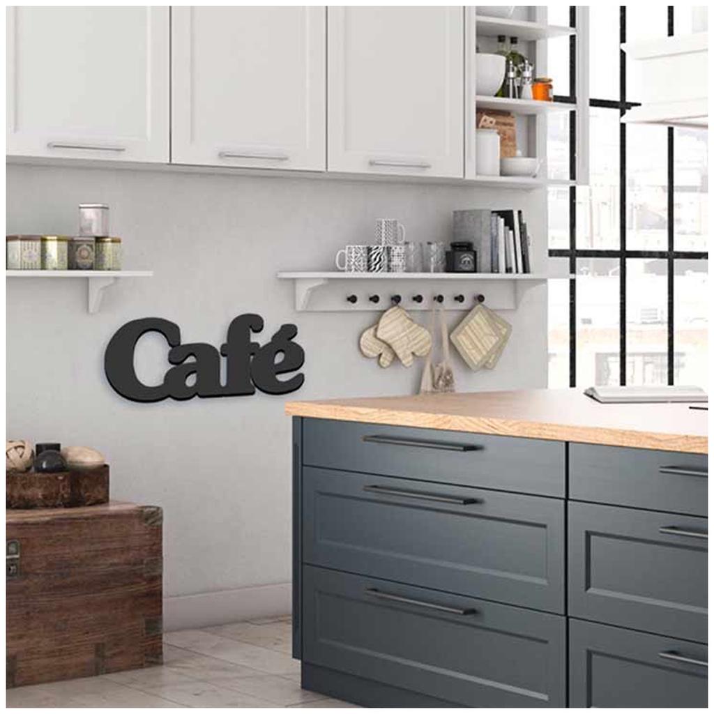 Les Trésors De Lily [Q6571] - 3D Wooden Decorative Word 'Coffee' Black - 30x13. 5x1. 5cm