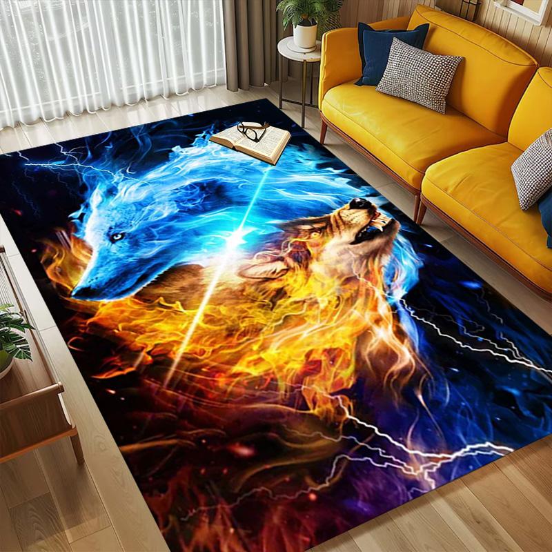 Fire Wolf Living Room Nonslip Area Rug Soft Carpet For Bedroom Game Playroom Sofa Office Home Decor Doormat Christmas Gift C9302152