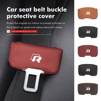 Car Seat Belt Base Cover Leather Anti Impact Panel Protector For Volkswagen VW Tiguan CC Jetta Polo Golf 4 5 6 Passat B5 B6 B7 C444