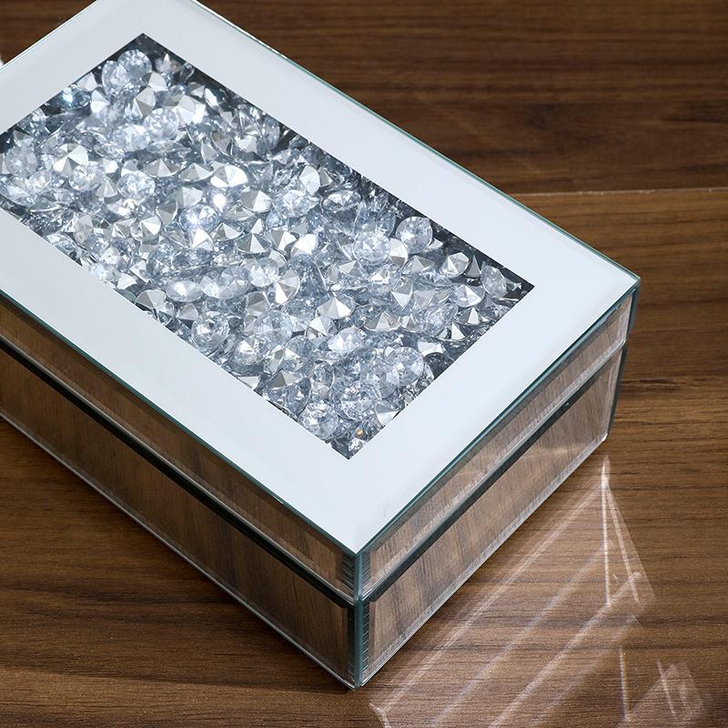 Crystal Glass Jewelry Box Trinkets Watch Case Storage Box Jewelry Accessories Display Containers Velvet Ring Earring Showcase